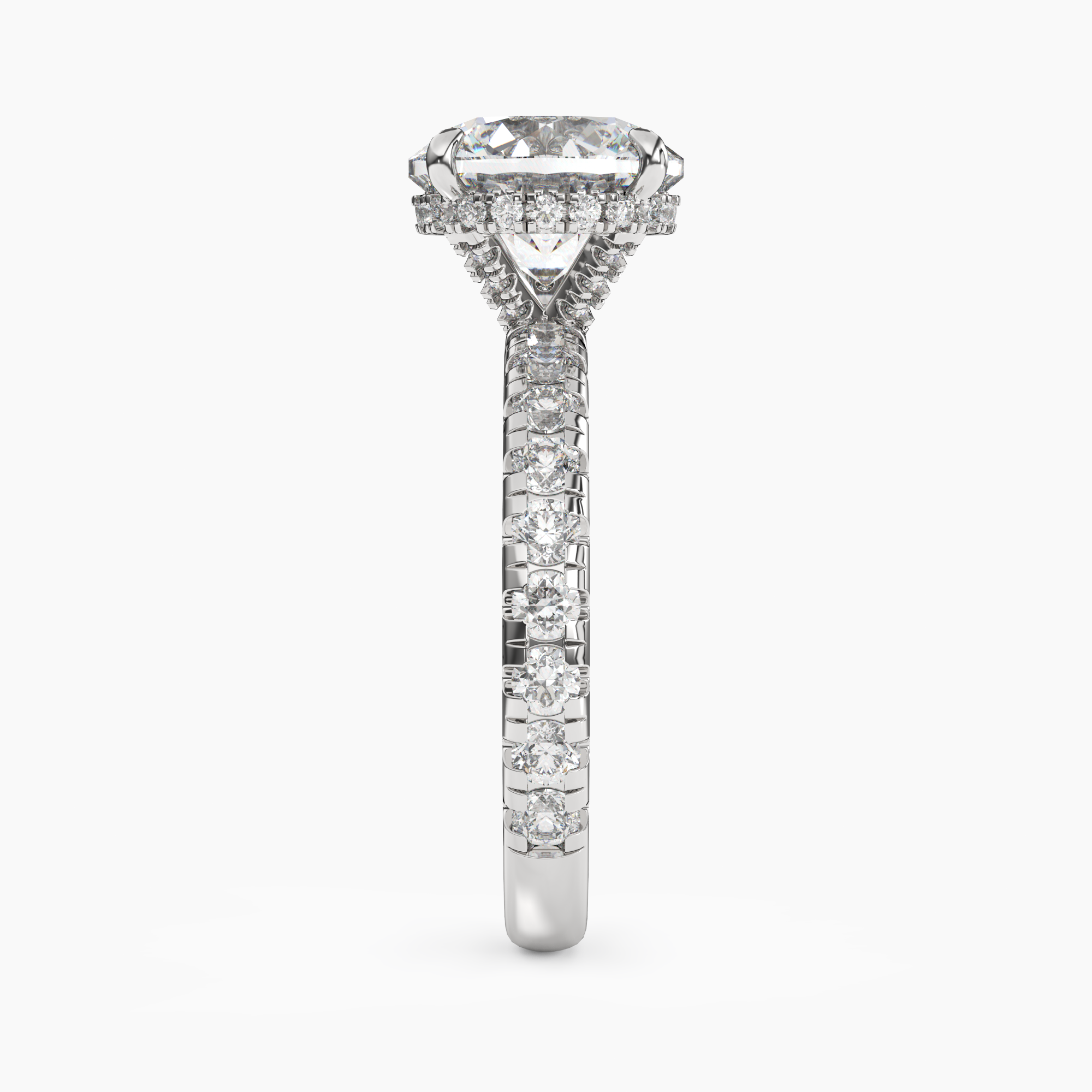Iris 1.5 Carat Round Cut Hidden Halo Lab Grown Diamond Ring in Silver - View 3