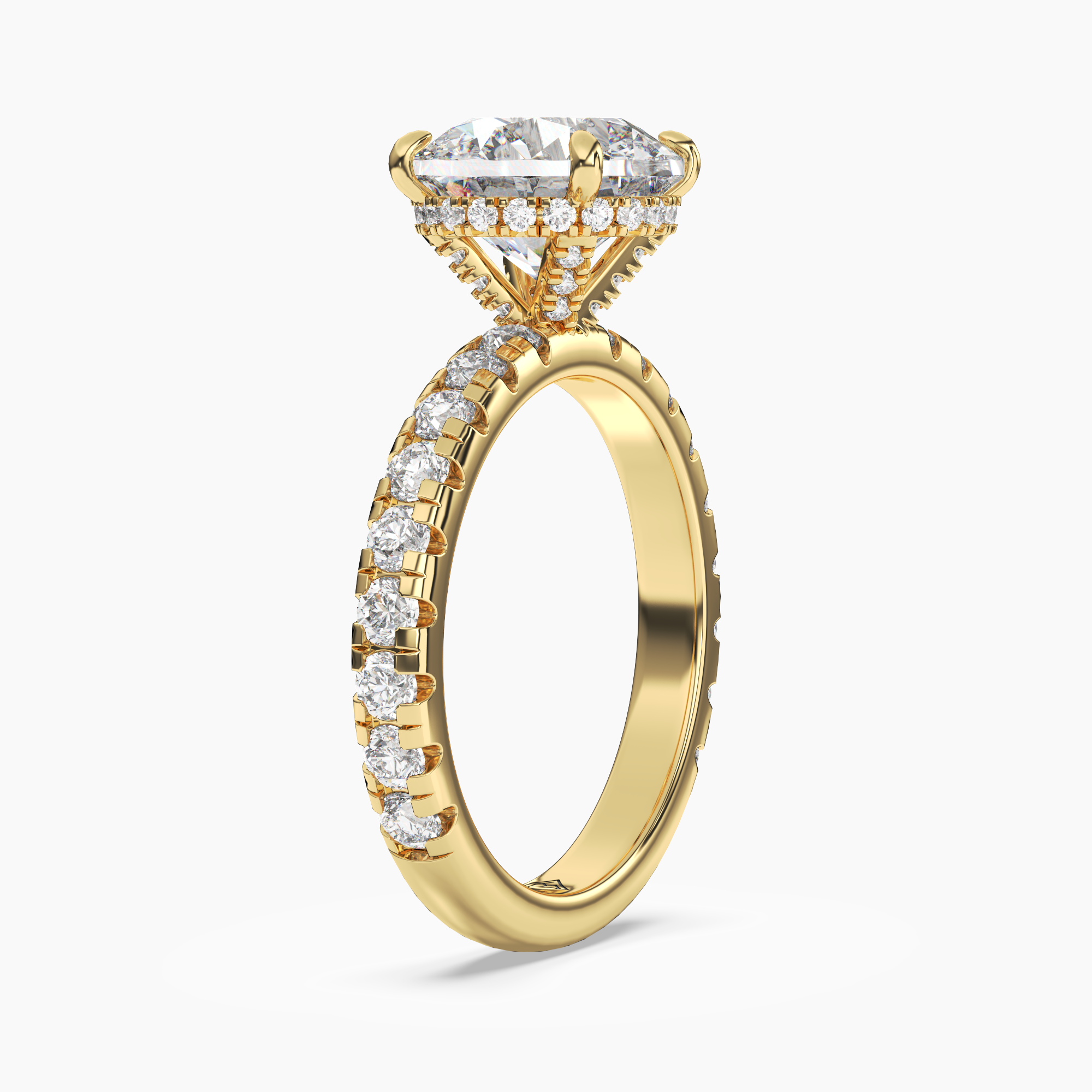 Iris 3 Carat Round Cut Hidden Halo Lab Grown Diamond Ring in 10K White Gold - View 5