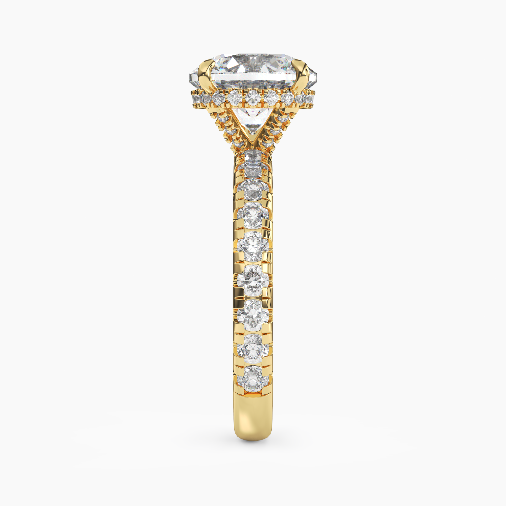 Iris 4 Carat Round Cut Hidden Halo Lab Grown Diamond Ring in 14K Yellow Gold - View 3
