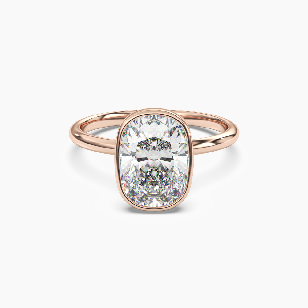 Vivienne 4 Carat Cushion Cut Bezel Lab Grown Diamond Ring in 14K White Gold - View 7