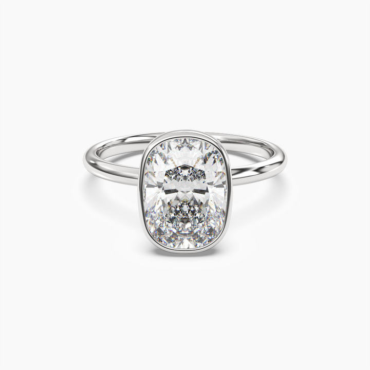 Vivienne 5 Carat Cushion Cut Bezel Lab Grown Diamond Ring in Platinum