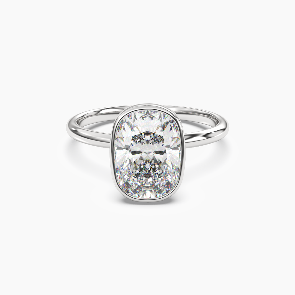 Vivienne 4 Carat Cushion Cut Bezel Lab Grown Diamond Ring in 18K Rose Gold - View 4