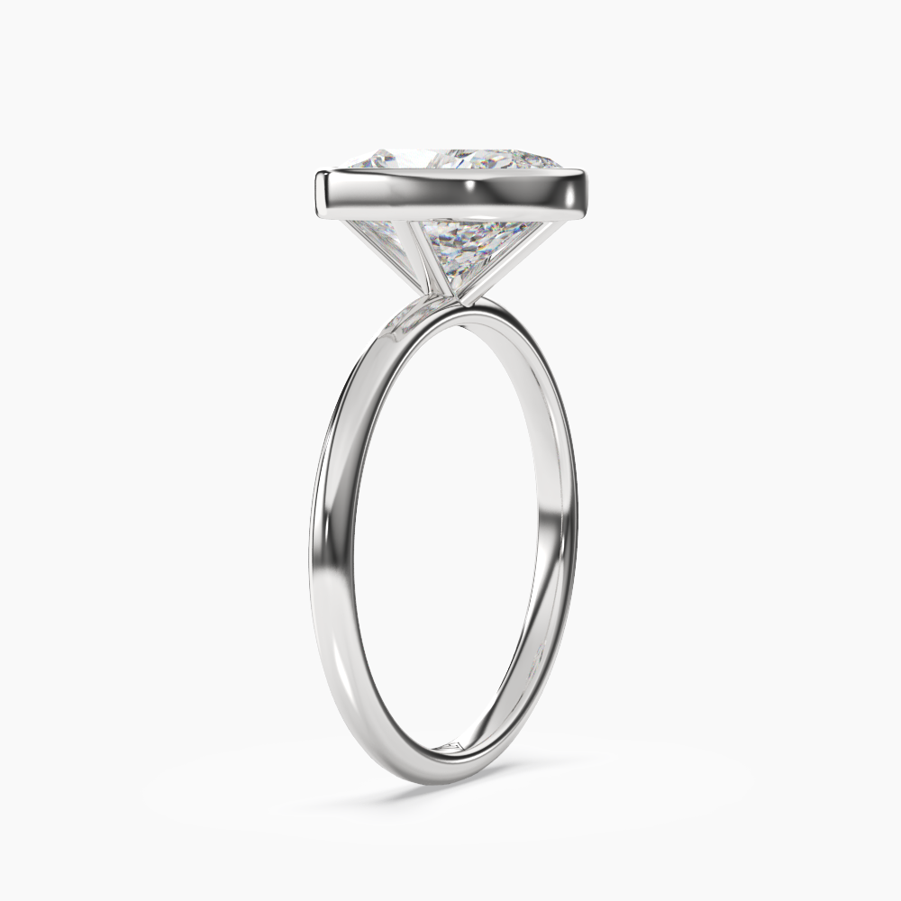 Vivienne 3 Carat Cushion Cut Bezel Lab Grown Diamond Ring in 14K White Gold - View 2