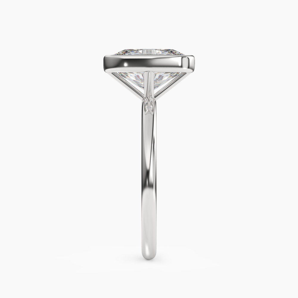Vivienne 1 Carat Cushion Cut Bezel Lab Grown Diamond Ring in Silver - View 3