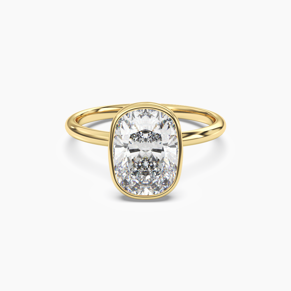 Vivienne 1 Carat Cushion Cut Bezel Lab Grown Diamond Ring in 10K Yellow Gold