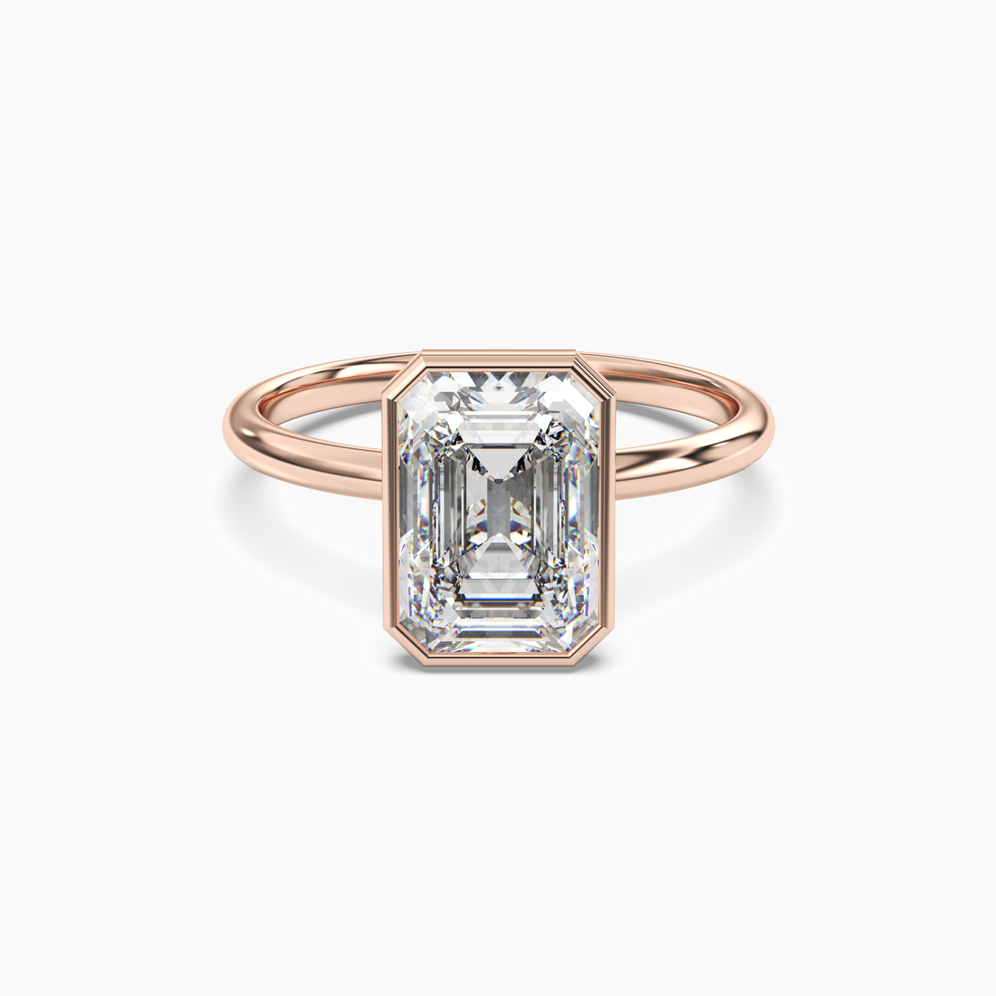 Vivienne 2 Carat Emerald Cut Solitaire Lab Grown Diamond Ring in 18K Rose Gold