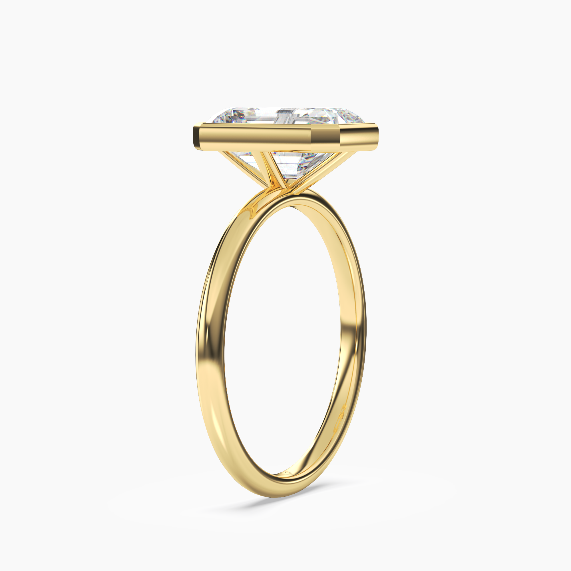 Vivienne 3.5 Carat Emerald Cut Solitaire Lab Grown Diamond Ring in 14K Yellow Gold - View 2