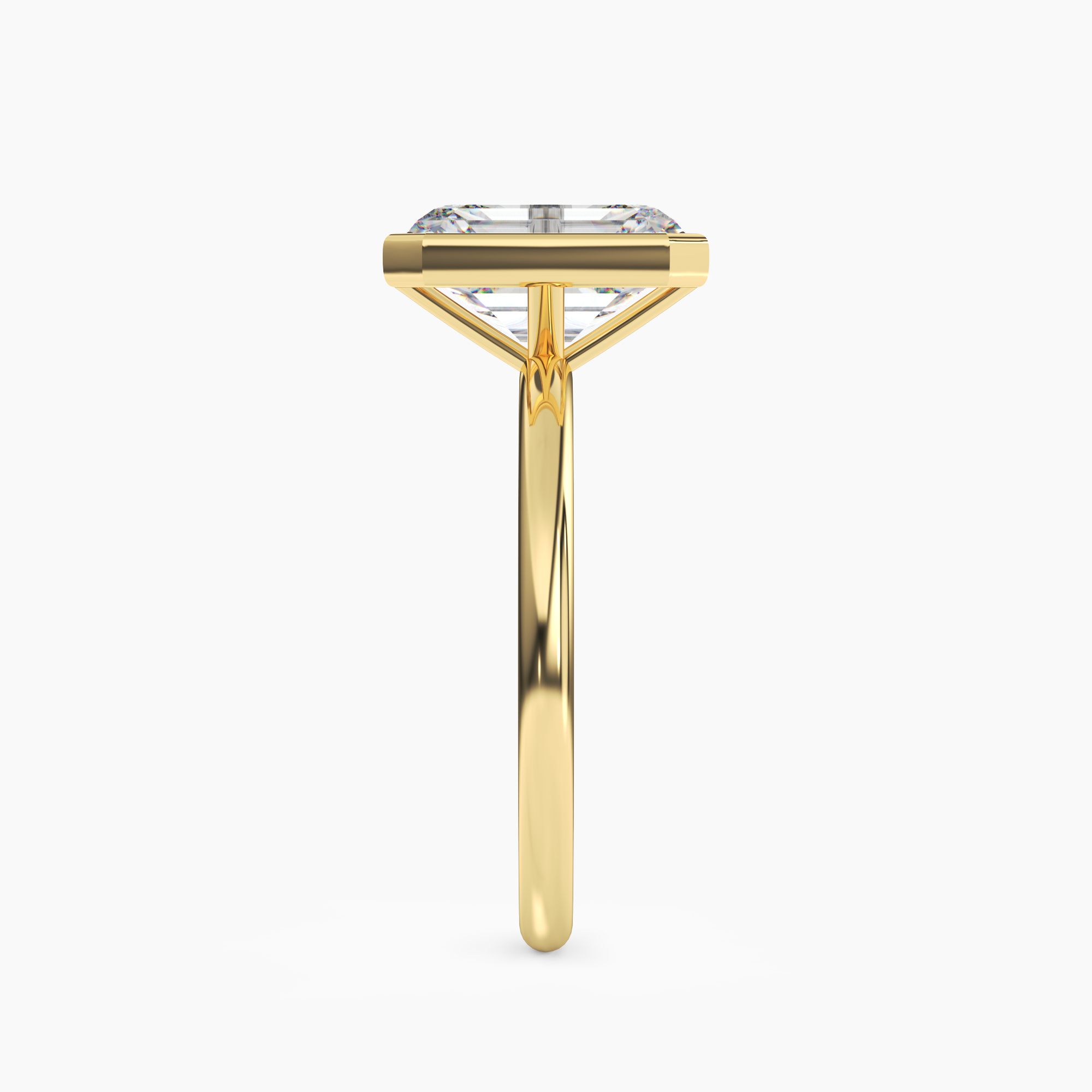 Vivienne 1 Carat Emerald Cut Solitaire Lab Grown Diamond Ring in 10K Yellow Gold - View 3