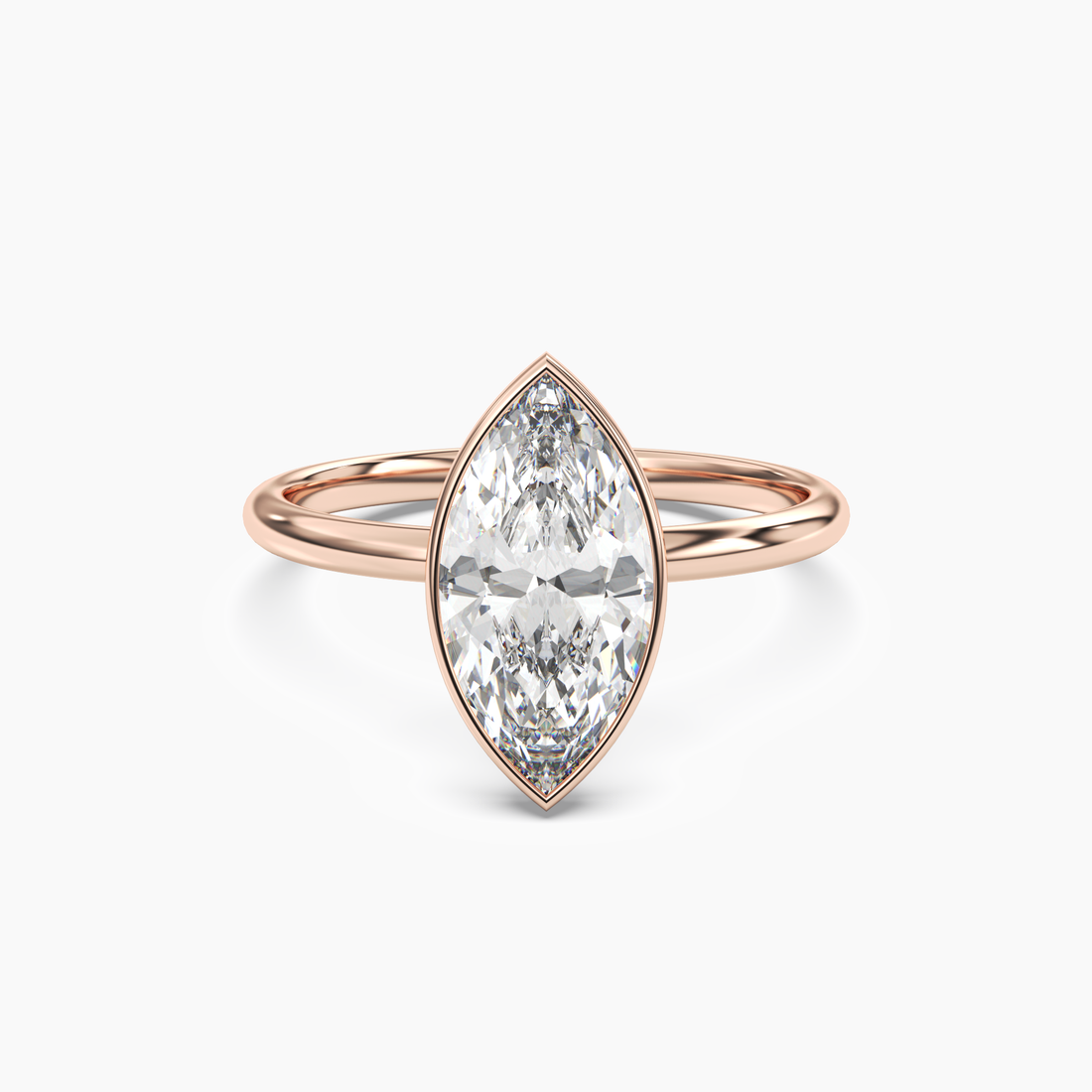 Vivienne 1.5 Carat Marquise Cut Bezel Lab Grown Diamond Ring in 10K Rose Gold