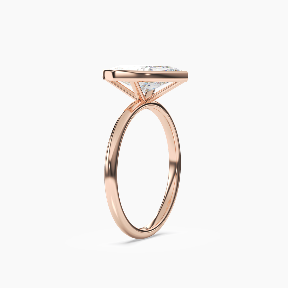 Vivienne 4 Carat Marquise Cut Bezel Lab Grown Diamond Ring in 10K Rose Gold - View 2