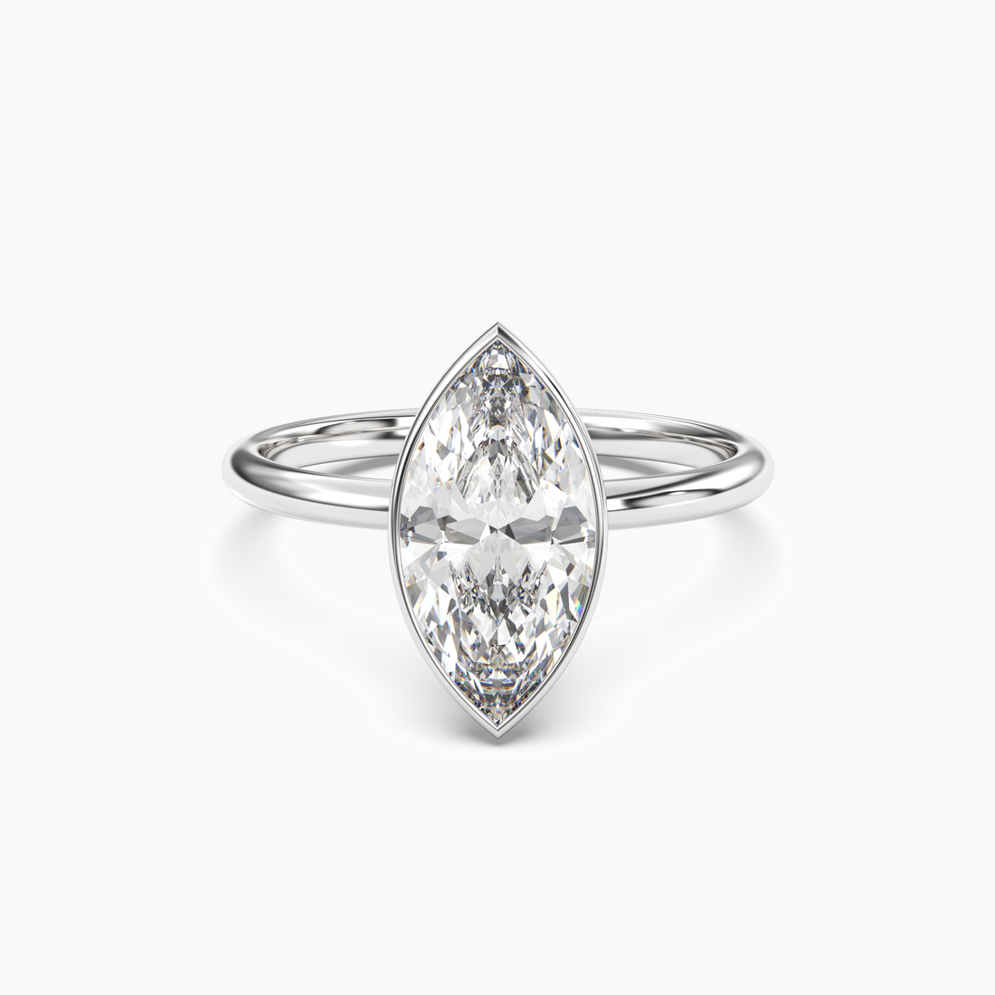Vivienne 4.5 Carat Marquise Cut Bezel Lab Grown Diamond Ring in 18K White Gold