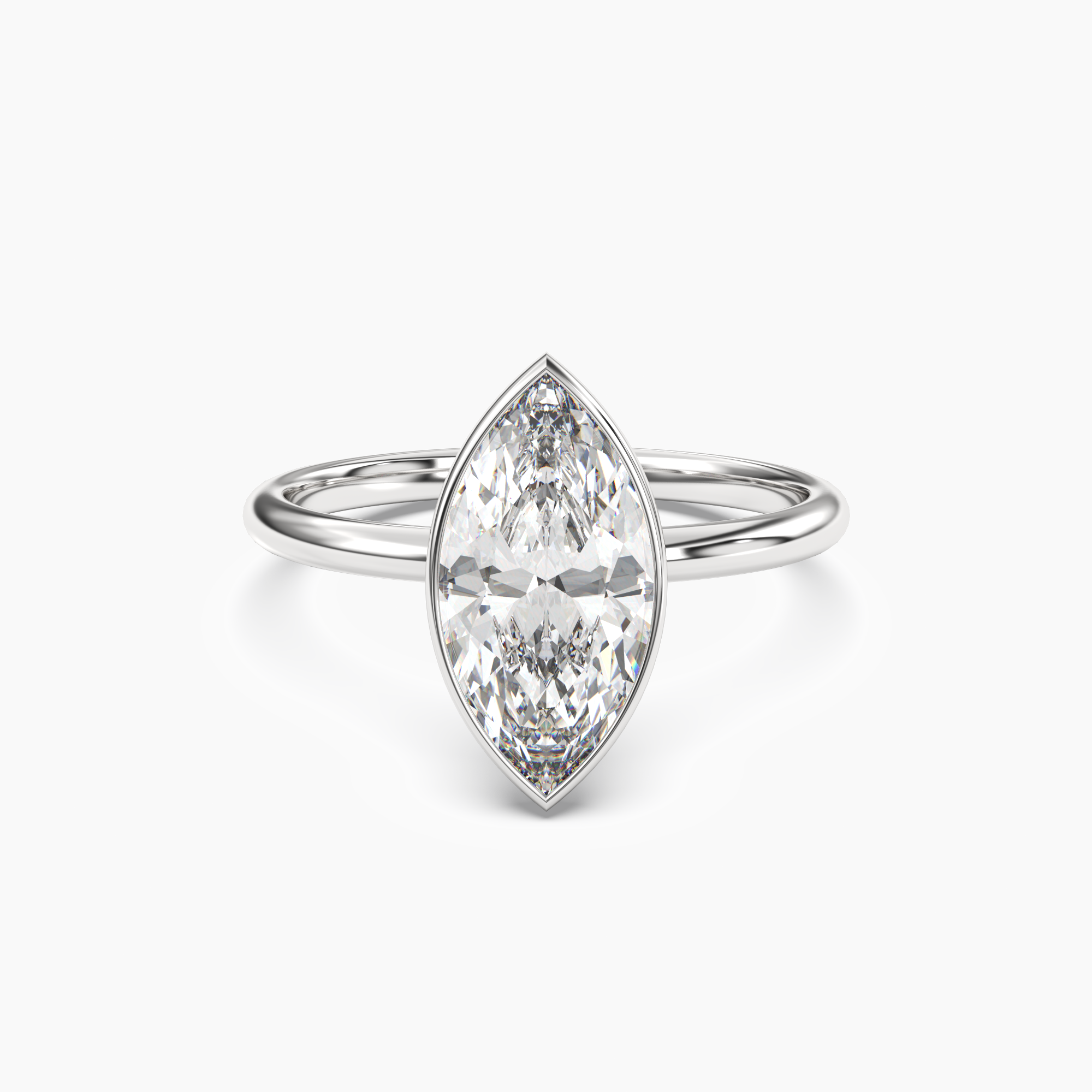 Vivienne 5 Carat Marquise Cut Bezel Lab Grown Diamond Ring in 10K White Gold