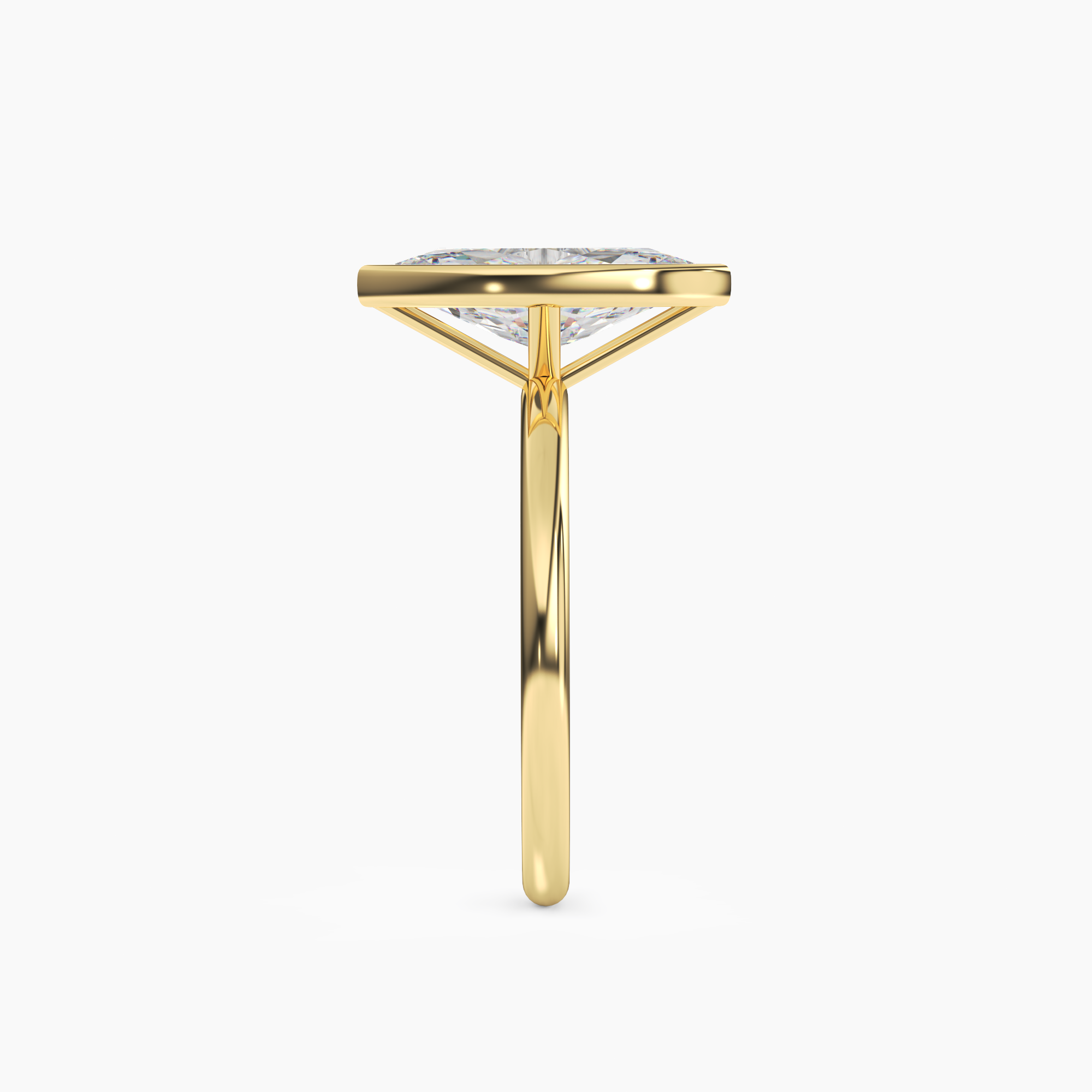 Vivienne 4 Carat Marquise Cut Bezel Lab Grown Diamond Ring in 14K Yellow Gold - View 3