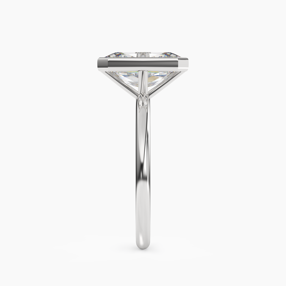 Vivienne 1 Carat Radiant Cut Solitaire Lab Grown Diamond Ring in Silver - View 3