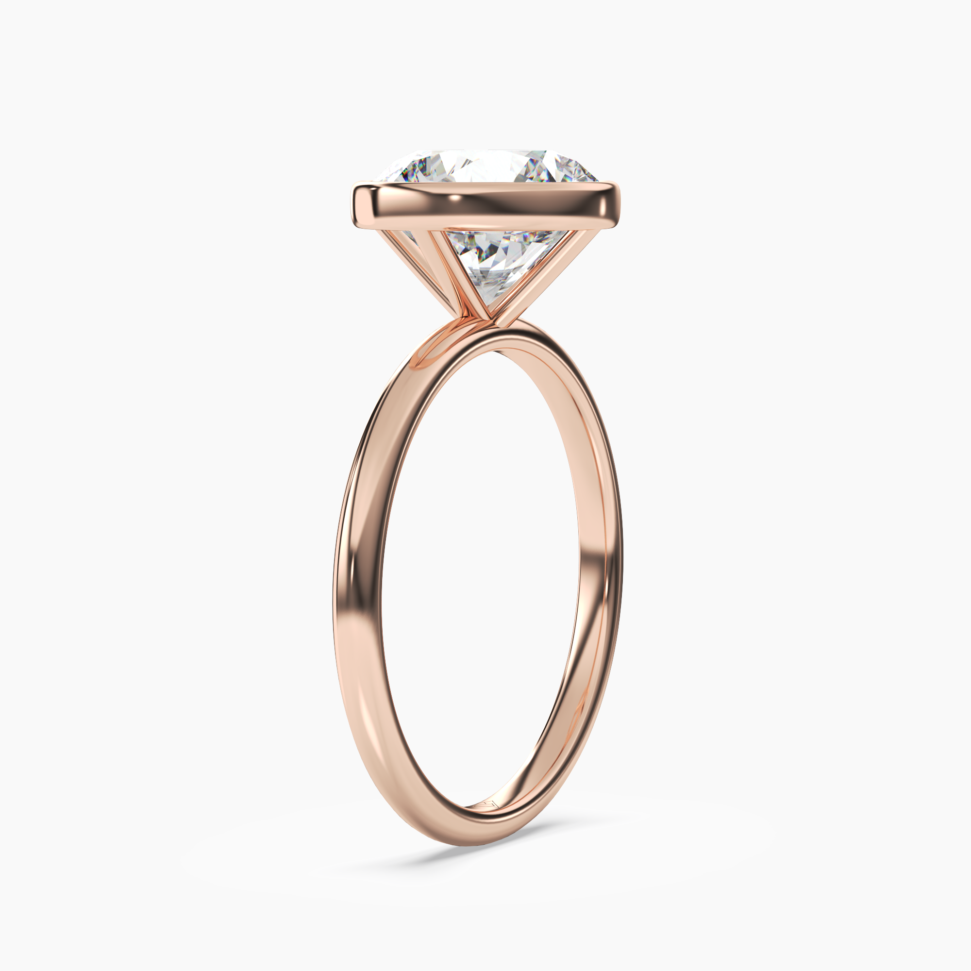 Vivienne 3 Carat Round Cut Bezel Lab Grown Diamond Ring in Platinum - View 8