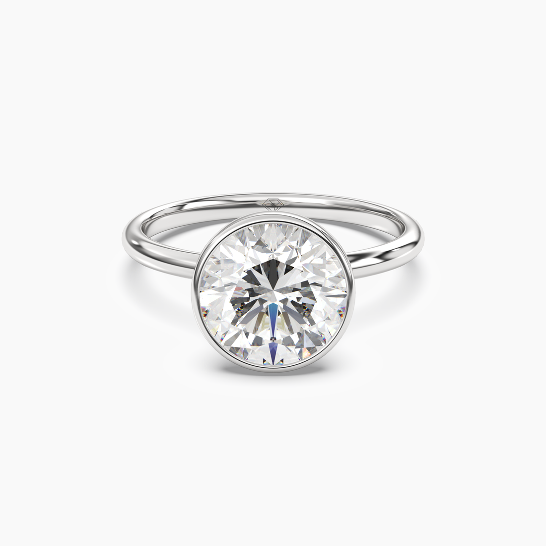 Vivienne 4.5 Carat Round Cut Bezel Lab Grown Diamond Ring in Platinum