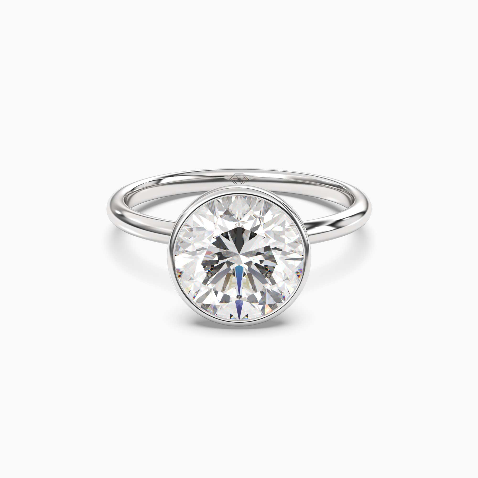 Vivienne 2 Carat Round Cut Bezel Lab Grown Diamond Ring in 14K White Gold