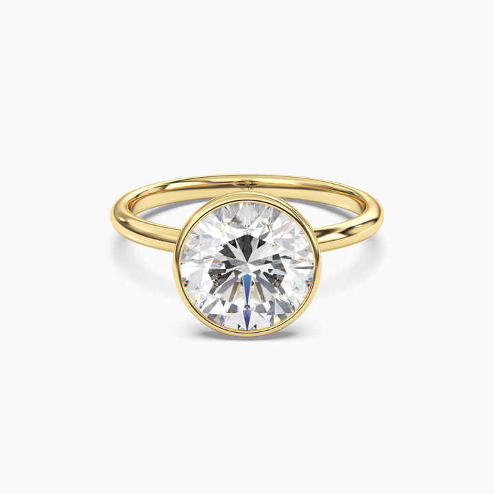 Vivienne 2 Carat Round Cut Bezel Lab Grown Diamond Ring in 14K Yellow Gold