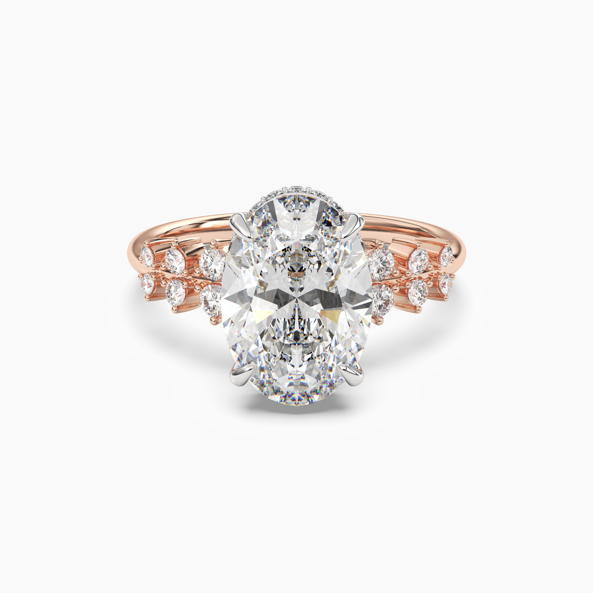 Sylvia 1 Carat Oval Cut Hidden Halo Lab Grown Diamond Ring in 10K White Gold - View 7