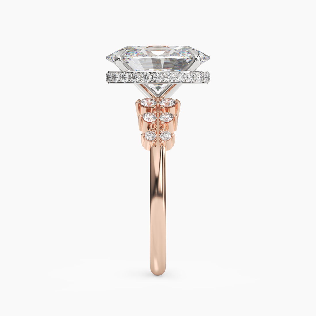 Sylvia 1 Carat Oval Cut Hidden Halo Lab Grown Diamond Ring in 10K Yellow Gold - View 9