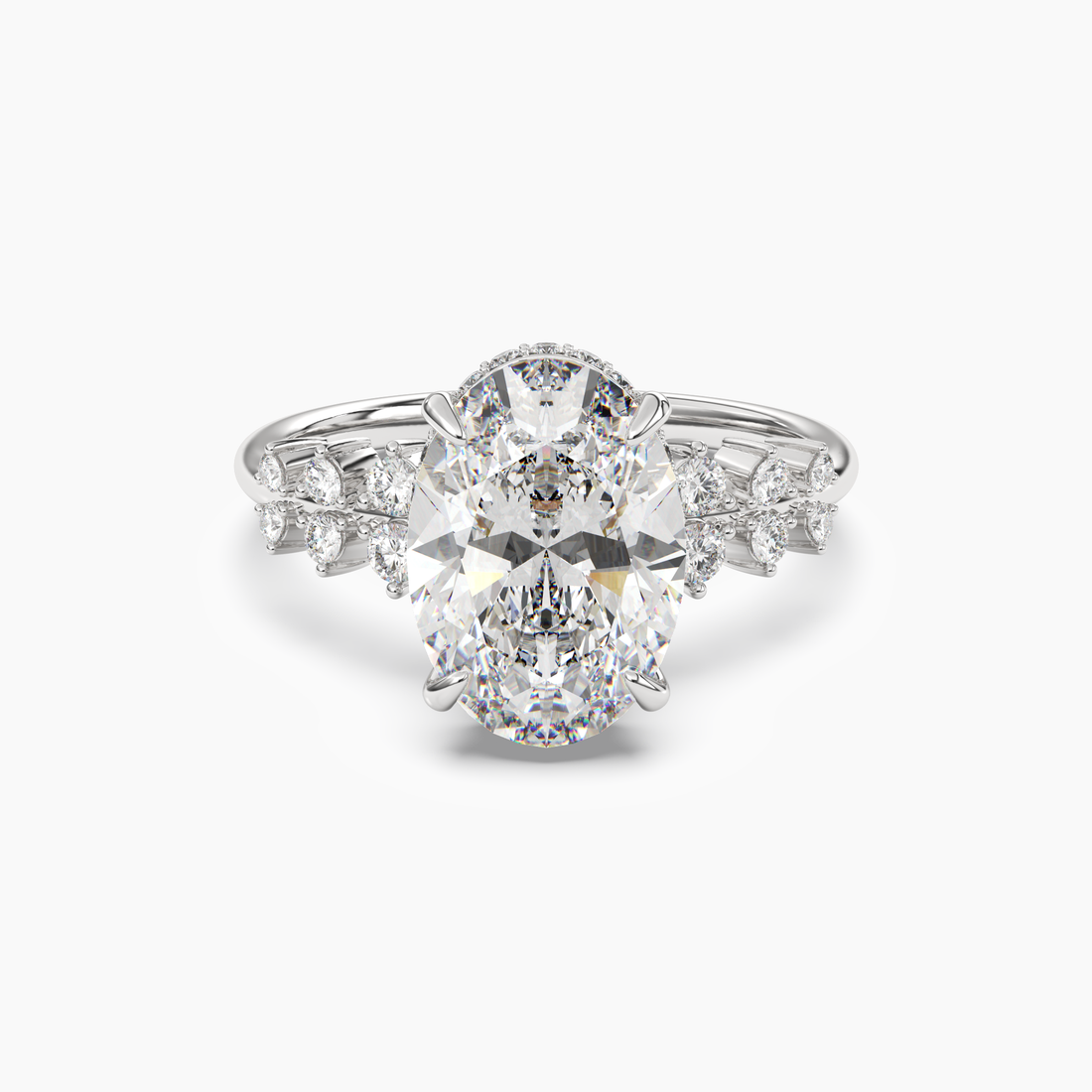 Sylvia 1 Carat Oval Cut Hidden Halo Lab Grown Diamond Ring in 10K White Gold