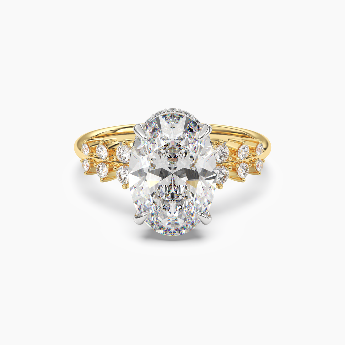 Sylvia 1 Carat Oval Cut Hidden Halo Lab Grown Diamond Ring in 18K Rose Gold - View 7