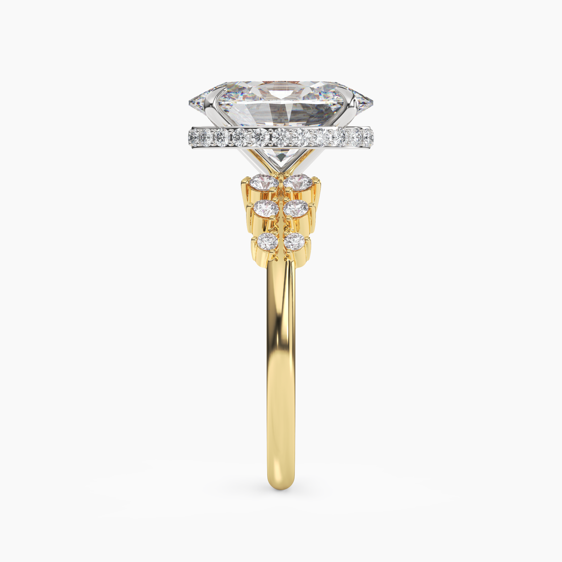 Sylvia 4.5 Carat Oval Cut Hidden Halo Lab Grown Diamond Ring in 14K Rose Gold - View 9