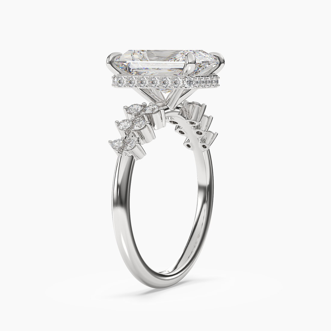 Sylvia 4 Carat Radiant Cut Solitaire Lab Grown Diamond Ring in Platinum - View 2