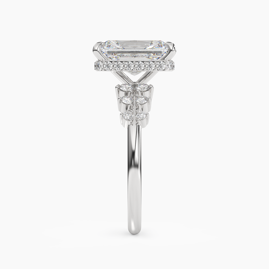 Sylvia 1 Carat Radiant Cut Solitaire Lab Grown Diamond Ring in Silver - View 3
