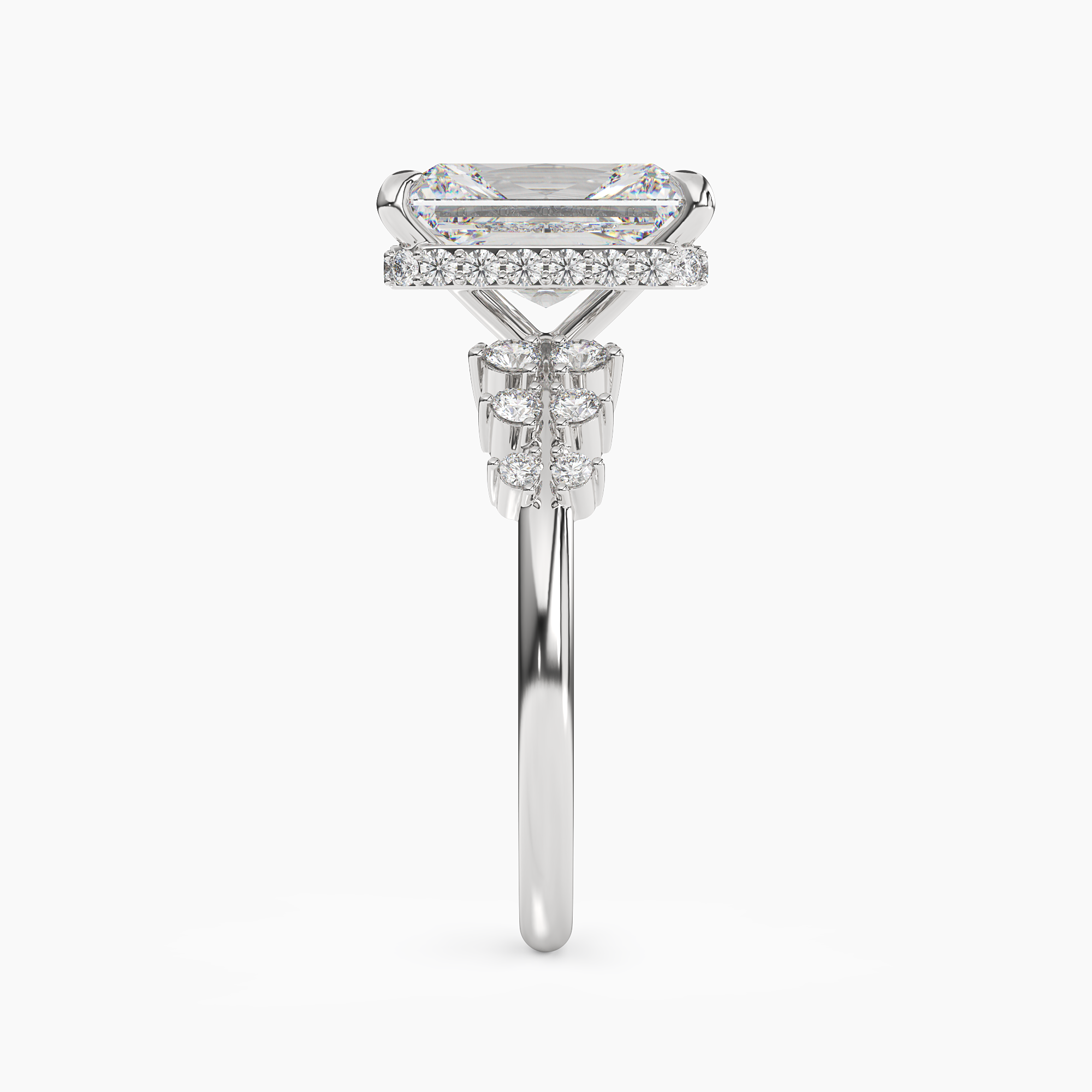 Sylvia 4 Carat Radiant Cut Solitaire Lab Grown Diamond Ring in Silver - View 3