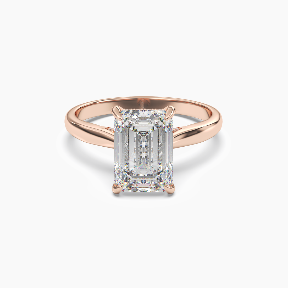 Genevieve 2 Carat Emerald Cut Solitaire Lab Grown Diamond Ring in 18K Rose Gold