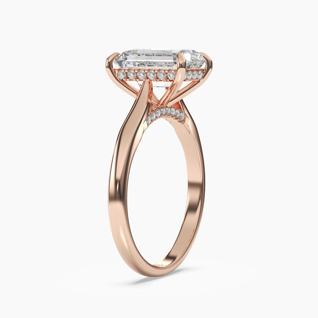 Hestia Emerald Hidden Halo 1.5 Carat Lab Grown Diamond Engagement Ring in 14K Rose Gold