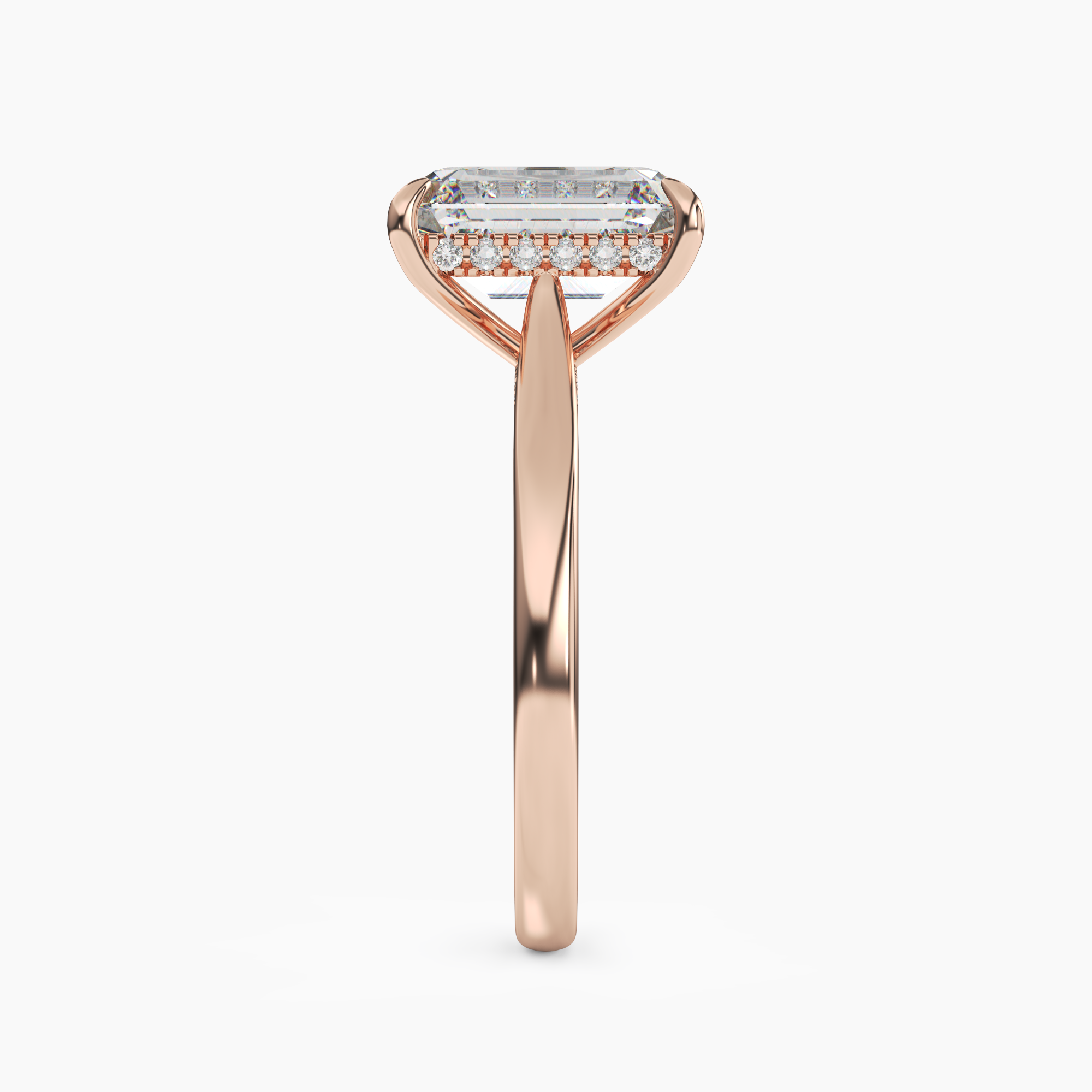 Hestia Emerald Hidden Halo 1.5 Carat Lab Grown Diamond Engagement Ring in 14K Rose Gold