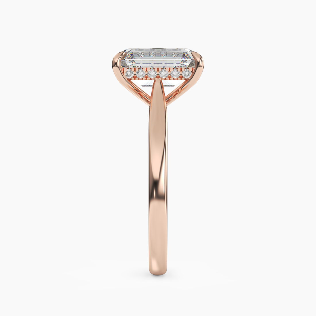 Hestia Emerald Hidden Halo 1.5 Carat Lab Grown Diamond Engagement Ring in 14K Rose Gold