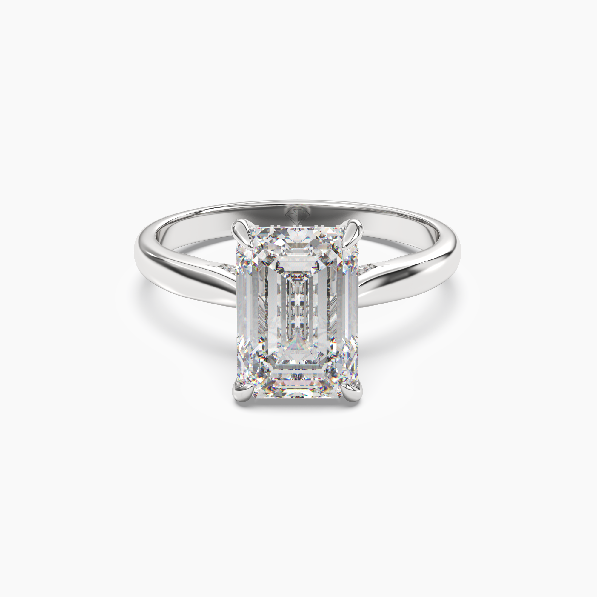 Genevieve 5 Carat Emerald Cut Solitaire Lab Grown Diamond Ring in Silver