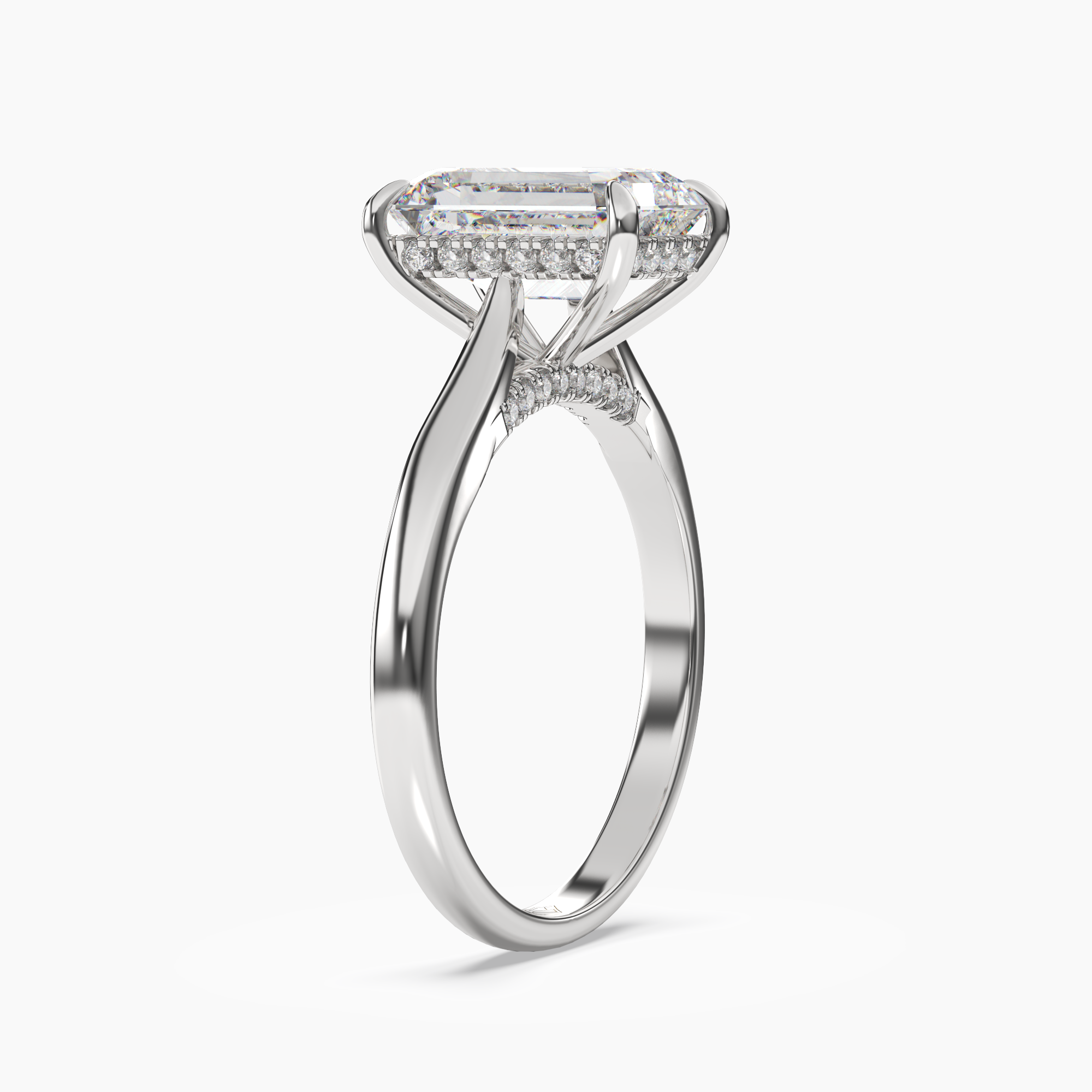 Hestia Emerald Hidden Halo 1.5 Carat Lab Grown Diamond Engagement Ring in 14K Rose Gold