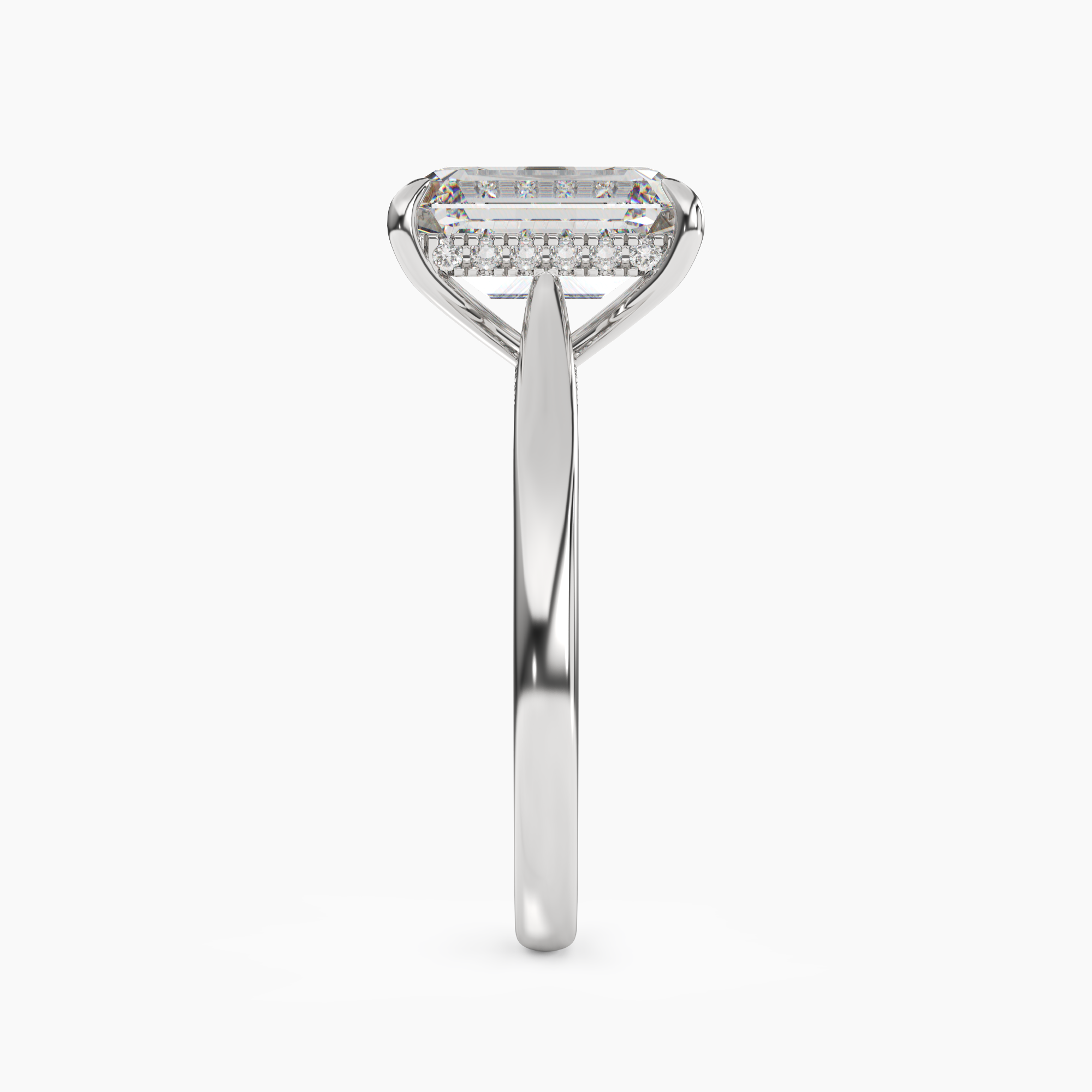 Genevieve 3 Carat Emerald Cut Solitaire Lab Grown Diamond Ring in 18K White Gold - View 3