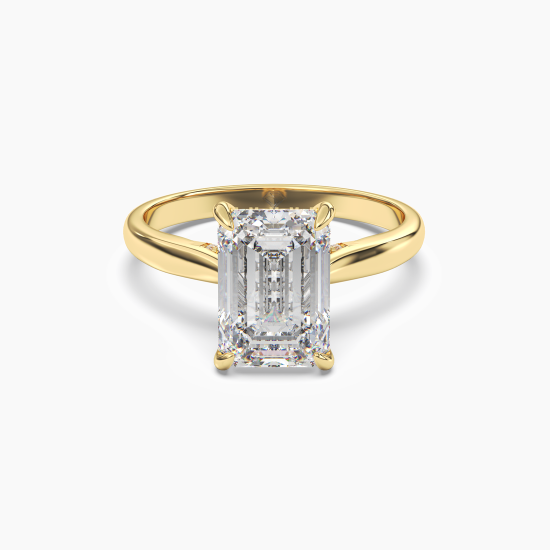Genevieve 4 Carat Emerald Cut Solitaire Lab Grown Diamond Ring in 14K Yellow Gold