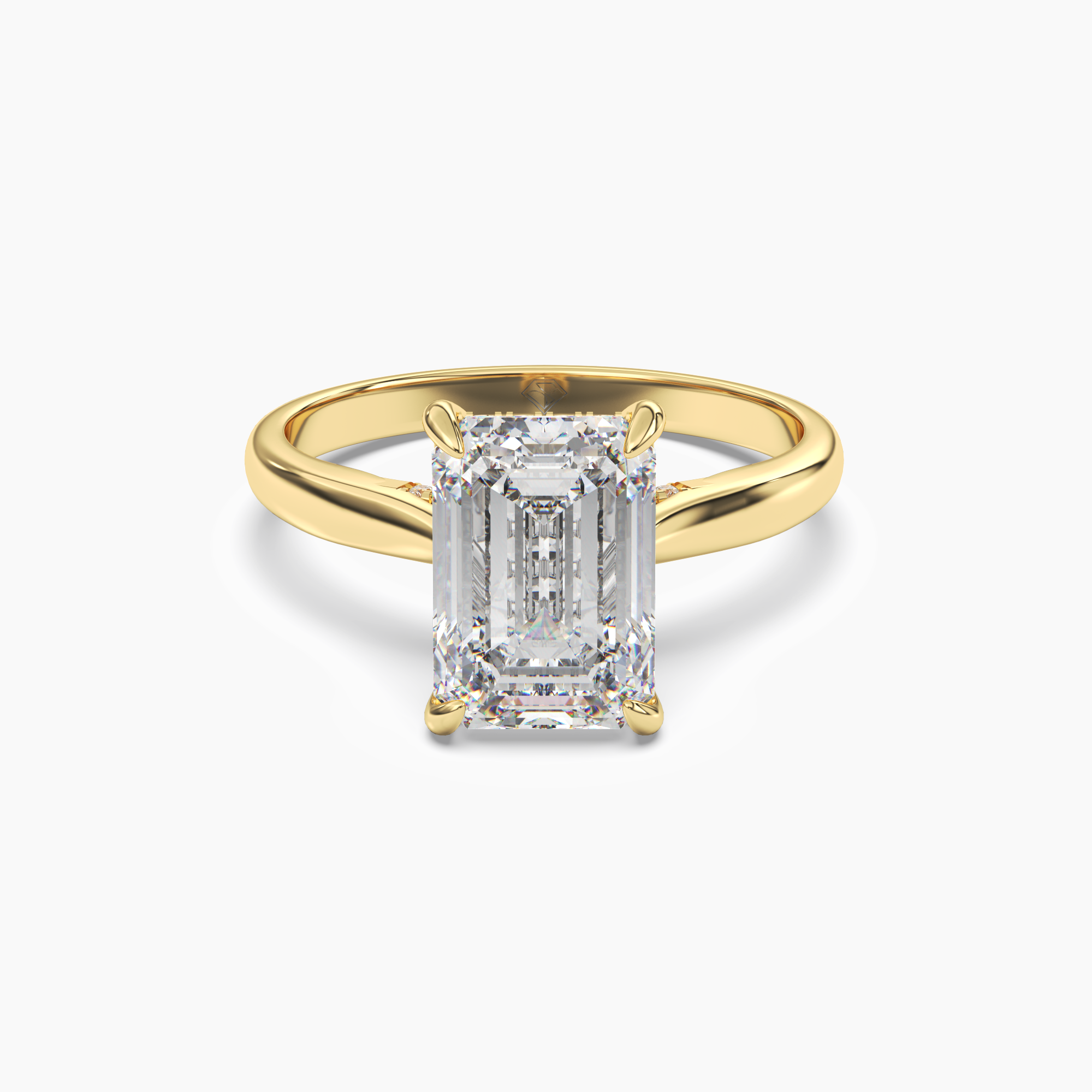 Genevieve 3 Carat Emerald Cut Solitaire Lab Grown Diamond Ring in 10K Yellow Gold
