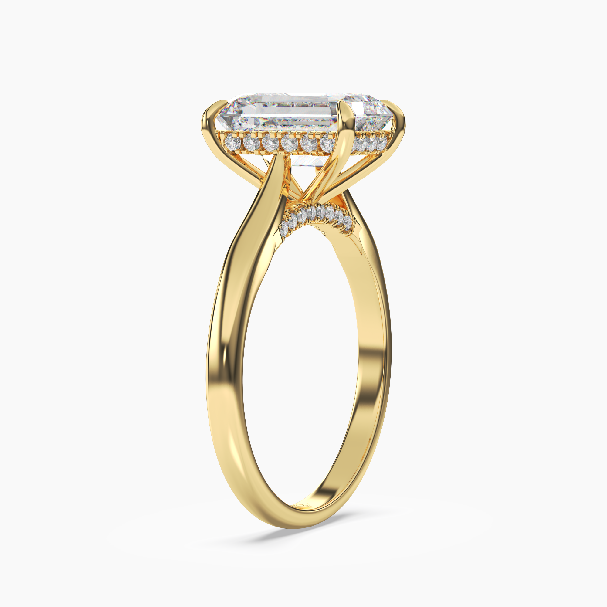 Genevieve 4 Carat Emerald Cut Solitaire Lab Grown Diamond Ring in 10K Yellow Gold - View 2