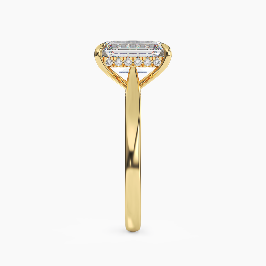 Genevieve 3.5 Carat Emerald Cut Solitaire Lab Grown Diamond Ring in 14K Yellow Gold - View 3