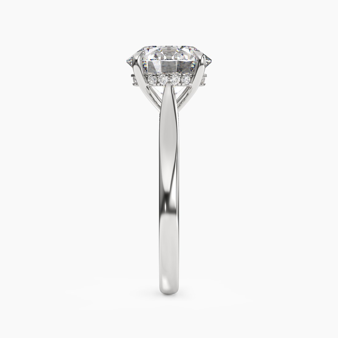 Genevieve 3 Carat Round Cut Hidden Halo Lab Grown Diamond Ring in 18K White Gold - View 3