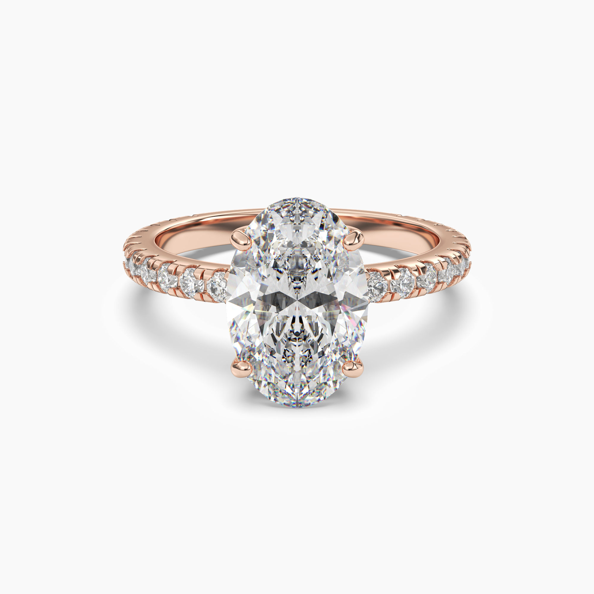 Aurora 4 Carat Oval Cut Pave Lab Grown Diamond Ring in Silver - View 7