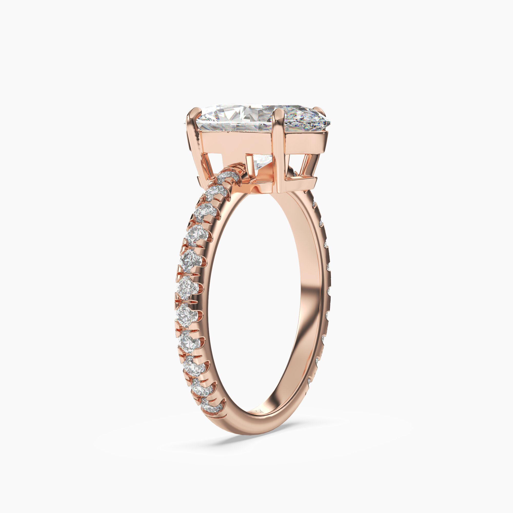Aurora 3 Carat Oval Cut Pave Lab Grown Diamond Ring in 10K Rose Gold - View 2