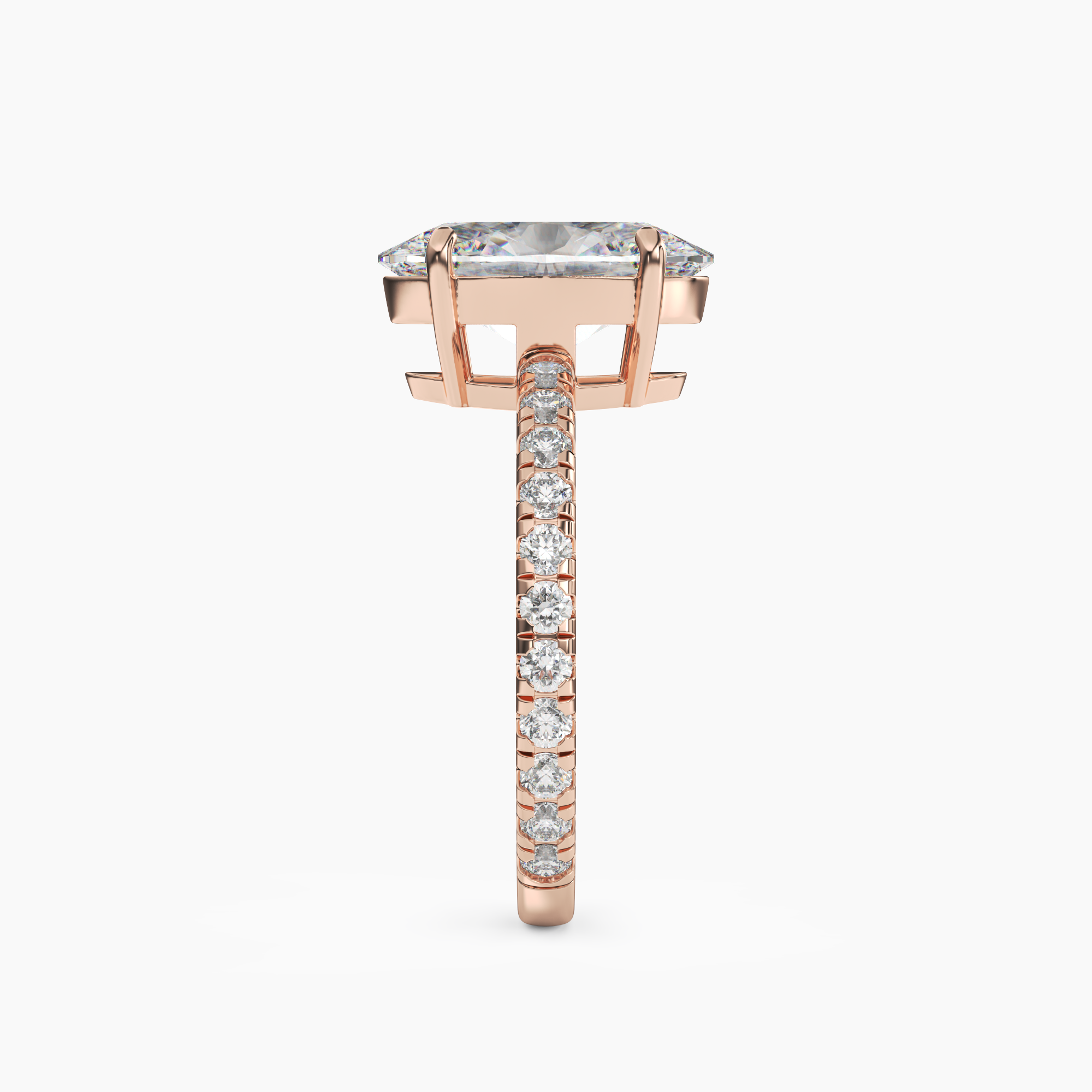 Aurora 5 Carat Oval Cut Pave Lab Grown Diamond Ring in 14K Yellow Gold - View 9