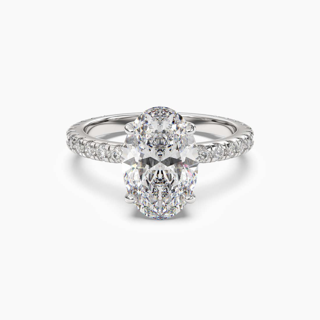 Aurora 3.5 Carat Oval Cut Pave Lab Grown Diamond Ring in Platinum