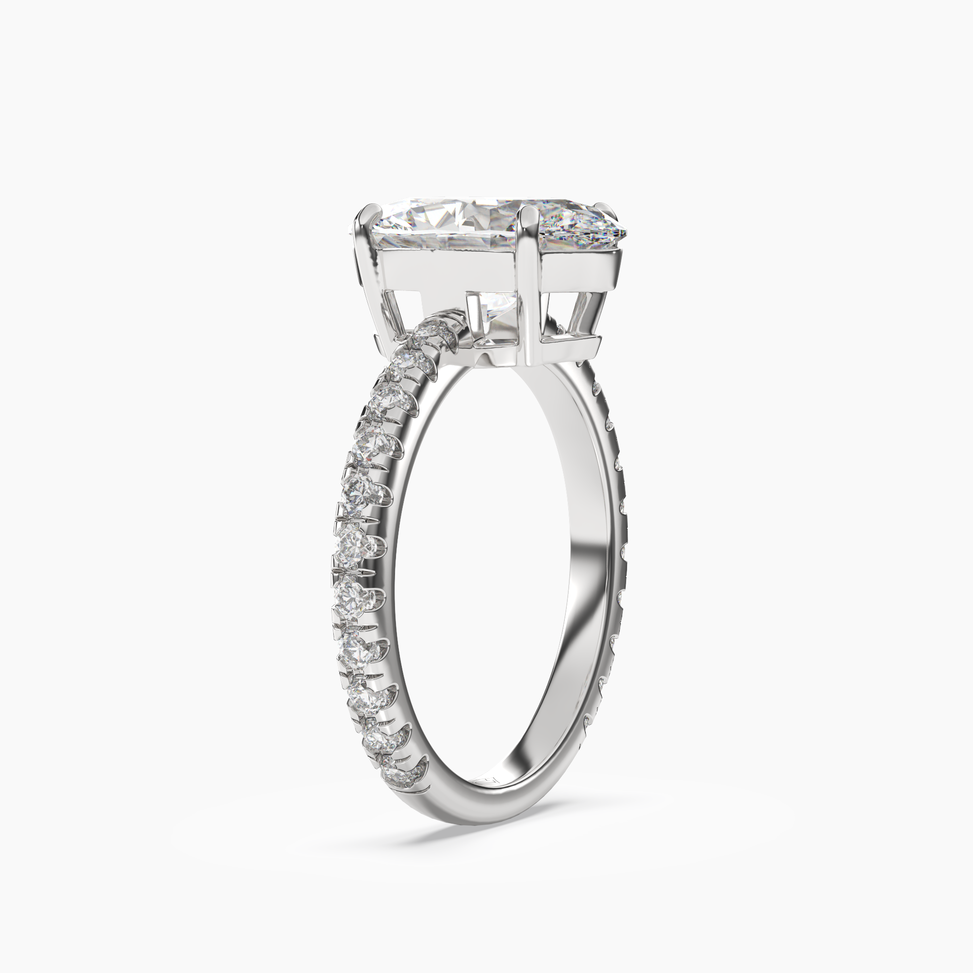 Aurora 2.5 Carat Oval Cut Pave Lab Grown Diamond Ring in Platinum - View 2