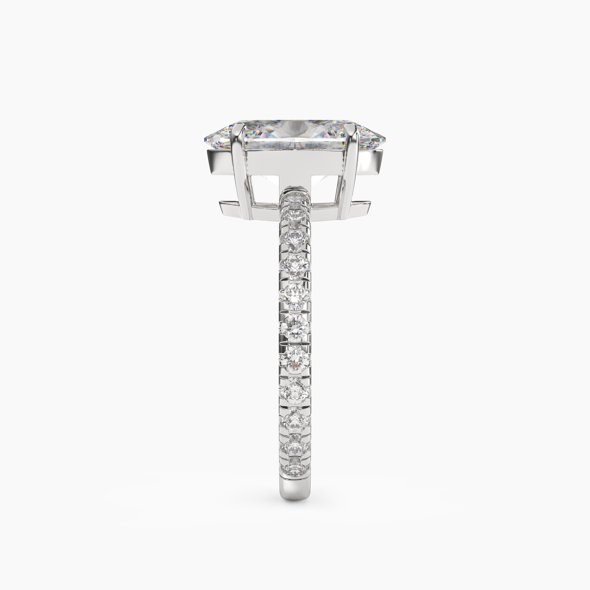 Aurora 4 Carat Oval Cut Pave Lab Grown Diamond Ring in 18K Yellow Gold - View 6