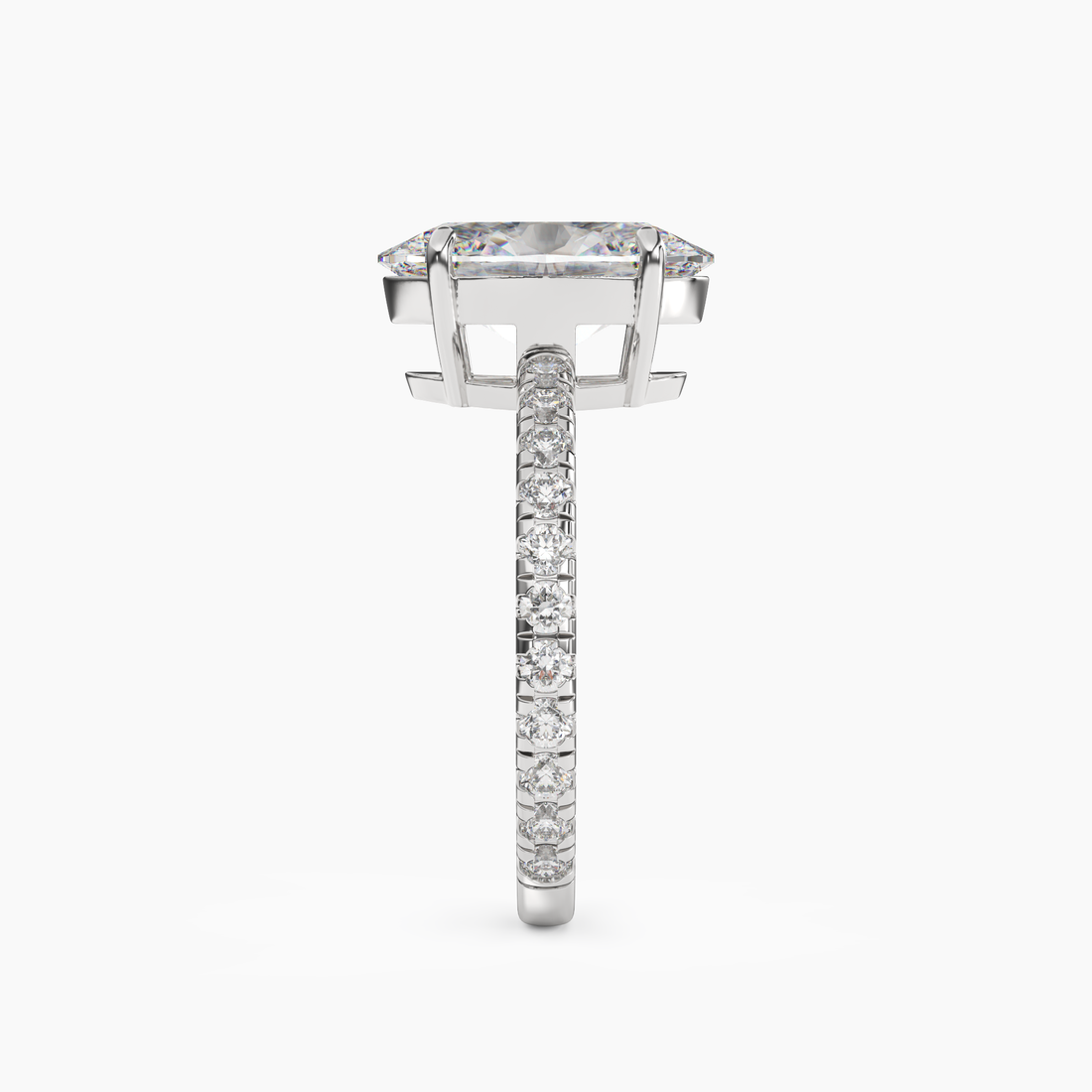 Aurora 2.5 Carat Oval Cut Pave Lab Grown Diamond Ring in Platinum - View 3