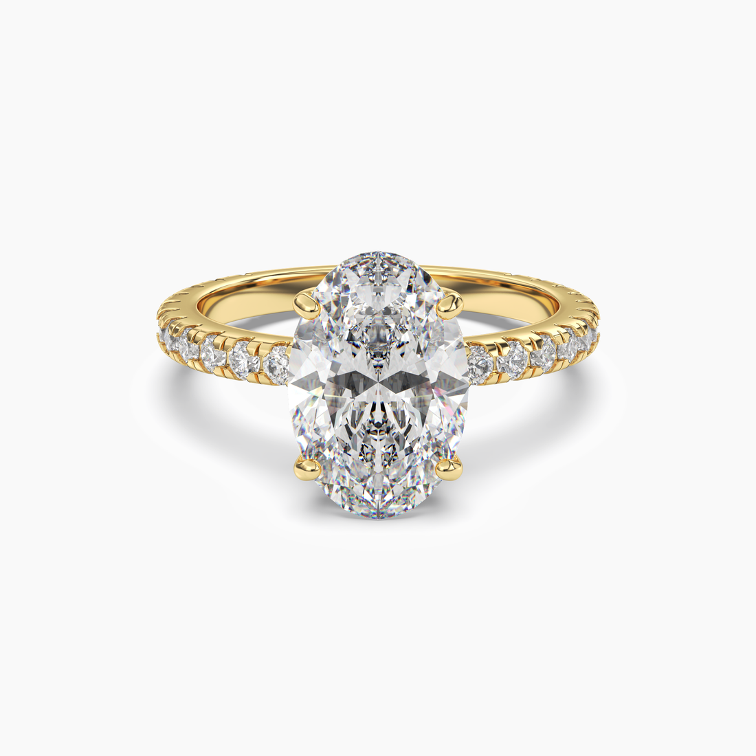Aurora 4 Carat Oval Cut Pave Lab Grown Diamond Ring in 14K Rose Gold - View 7